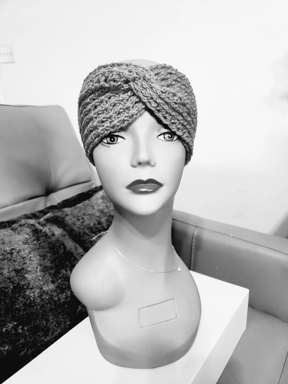 Hand Crafted Twisted Crochet Turban Headband - Rose Pink